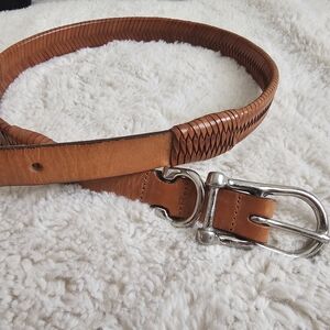 Men Willis & Geiger Brown Woven Braided Belt Size 34